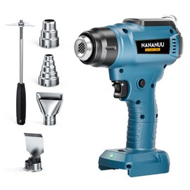 Kabellose Heißluftfön für Bosch 18V Akku (Ohne Akku), Akku Heißluftpistole Einstellbarer Temperatur Max 550 °C und Luftmenge, Heat Gun Inklusive 4 Edelstahldüsen, Geeignet für DIY und Zum Entlacken