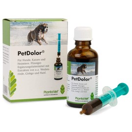 PlantaVet PetDolor | 50 ml | Ergänzungsfuttermittel für Hunde | Kann dabei helfen die Stoffwechselfunktion des Bewegungsapparates anzuregen | Flüssige Nahrungsergänzung