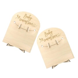 Operitacx 2 Sets Wooden Newborn Birth Announcement Sign with Stand Unique Milestone Cards for Shower Nursery Decor for Parents