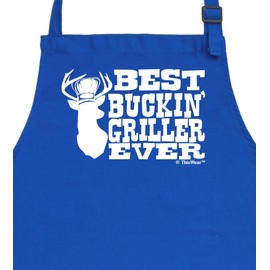 ThisWear Chef Gifts For Men Best Buckin Griller Ever Two Pocket Adjustable Bib Apron Royal