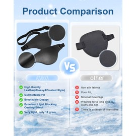 eZAKKA Leather Eye Patch Pirate for Adults Right & Left Eyes, Eye Patches for Men for Lazy Eyes, Adjustable Eyepatch for Adults After Surgery, Black, 2 Pack(Glossy&Frosted Style)