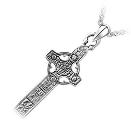 GWG Jewellery Women Necklace Gift Pendant Necklace 18K White Gold Plated Clonmacnoise High Cross Known as Celtic Cross of The Scriptures for Women