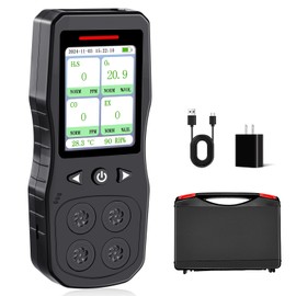 ZYKYCX 4 Gas Monitor Multi Gas Detector for O2, CO, H2S, Combustible Gas Tester, Rechargeable 4 Gas Leak Detector, Digital Gas Meter with Sound, Light & Vibration Alarm