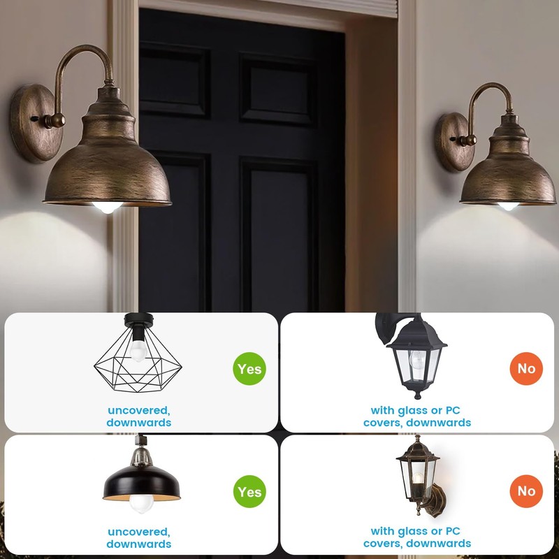 Aovpex Motion Sensor Light Bulbs, Dusk to Dawn, 13W 100W