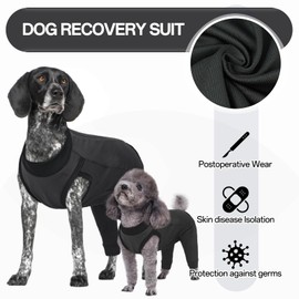 T'CHAQUE Dog Recovery Suit for Dogs After Surgery, Dog Onesie for Surgery Female Male, Anti Licking Rear Leg Sleeve, Bodysuit for Abdominal Wounds Skin Disease,Substitute E-Collar & Cone, Gray, XL