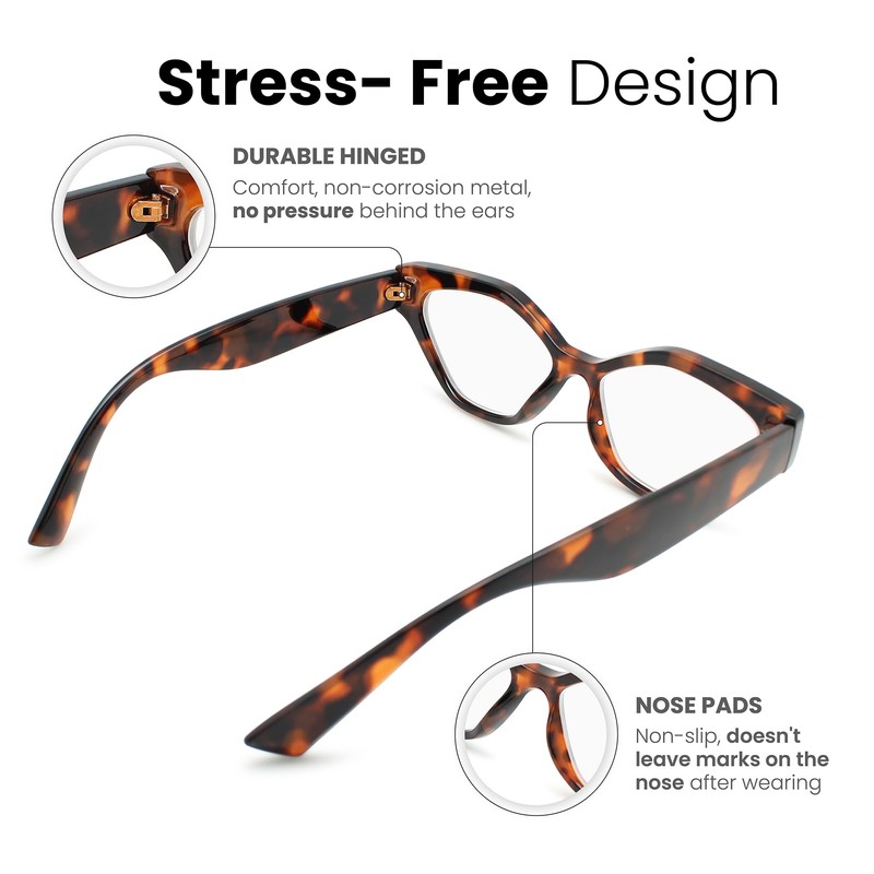 2SeeLife Gafas de lectura geométricas ojo de gato para mujer,