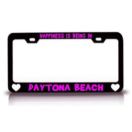 Custom Brother - Happiness is Being in Daytona Beach City Cities Metal Car SUV Truck License Plate Frame Bl f82