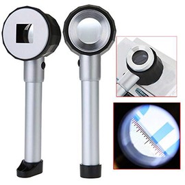 Lupa de Metal de Mano,Lente de Lupa de 10 x con Escala de Luz LED,Lupa para Impresión Textil,Joyería de Tela Antigua Curio Identificación Autenticar