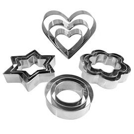 12 Pieces Mixed Cookie Cutters Set Star Round Flower Heart Pastry Cutters Stainless Steel Biscuit Pastry Cutters for Baking 0.5 Inch Height (Mixed style 12pcs)