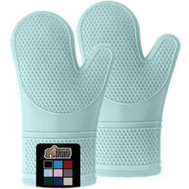 Gorilla Grip - Juego de guantes de horno de silicona antideslizante de alta calidad, guantes de horno flexibles, resistentes al calor, guantes de cocina para proteger las manos de las superficies calientes de la cocina, de las charolas de galletas
