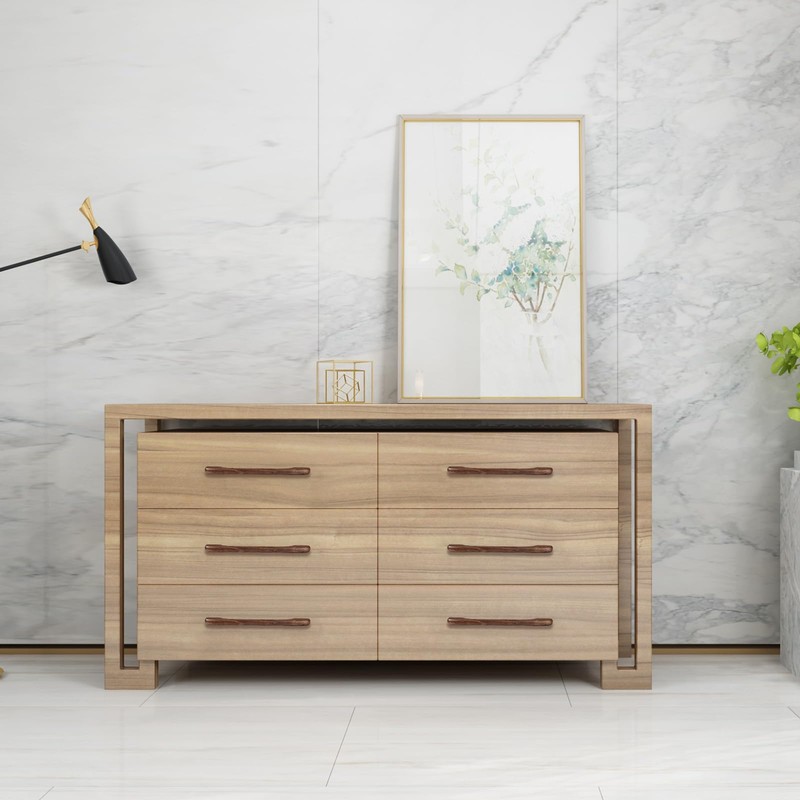 KOVNISE 2 PCS Cabinet Pulls Solid Wood Pulls Dark Walnut
