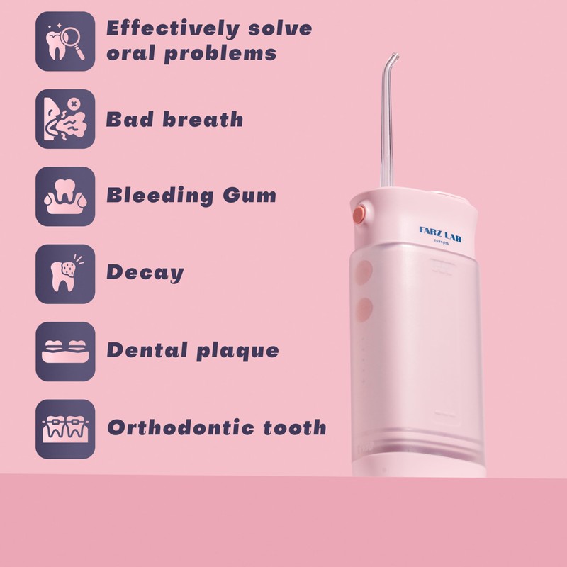 Water Flosser [Pink Mini Cordless Portable Travel] Water Teeth Cleaner