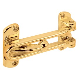 Prime-Line U 9897 Diecast Security Swing Bar Lock for Hinged Swing-In Doors, 3-7/8 Inch Bar Length by 2-1/2 Inch Height, Polished Brass, Set of 1