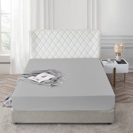 AR Ware Single Fitted Sheet 100% Egyptian Cotton 300 TC, Soft and Fade Resistant - Hotel Quality 30cm Deep Pocket Bed Sheets (92 x 190 cm, Grey)