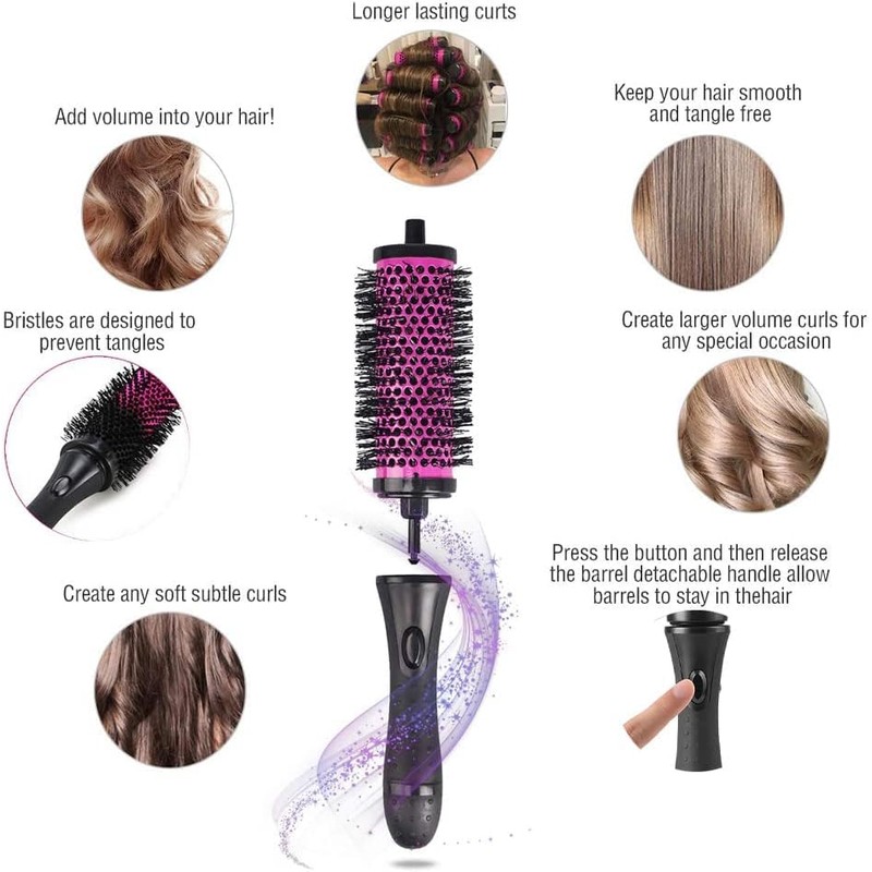 Roundsky 6 Pieces/Set 3 Sizes Removable Curl Curler Brush with