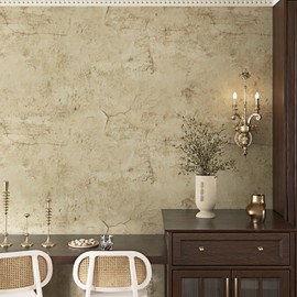 Wallderful Tan Cracked Concrete Wallpaper Peel and Stick Vintage Aged Textured Cement Wallpaper Beige Limewash Industrial Stone Contact Paper for Countertops Cabinet Bedroom Accent Wall 15.75"x118"