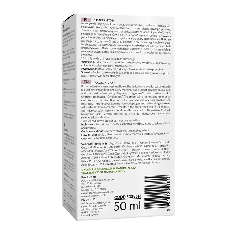 Apis Rosacea Stop Soothing Face Cream 50 ml with Plant