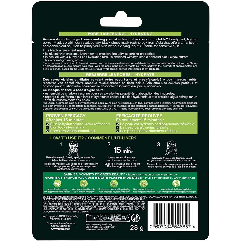 Garnier SkinActive Moisture Bomb Sheet Masks Combo Set, With Hyaluronic