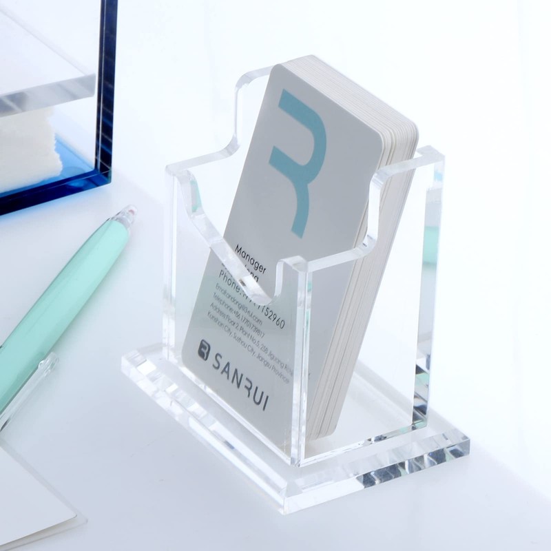 SANRUI Acrylic Business Card Stand Business Card Holder Vertical Organizer