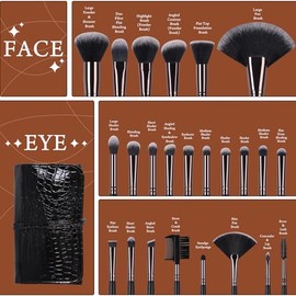 Real Perfection Juego de 24 brochas de maquillaje de alta calidad, base de polvo sintético de alta calidad, colorete, corrector de sombra de ojos, del