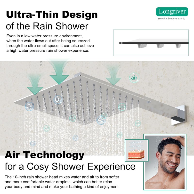 Longriver Shower Faucet Set, Shower System Bathroom High Pressure 10