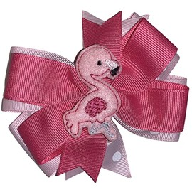 Flamingo Pinwheel Hair Bow 4" Pink