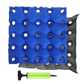 BIGINIWA Waffle Cushion 2 Pack - Inflatable Air Cushion with Pump - Pressure Sore Relief - Grey and Blue 16x16 Inch