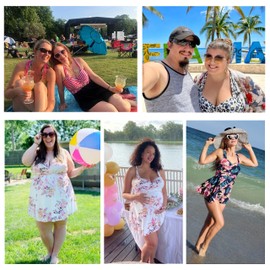 COCOPEAR Women's Elegant Crossover One Piece Swimdress Floral Skirted Swimsuit Floral 96 L/8-10