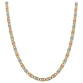 Real Solid 10k Tri-color Gold Valentino Chain 2mm 18" Necklace