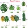 78 Pieces 9 Kinds Artificial Tropical Leaf Jungle Leaves Golden