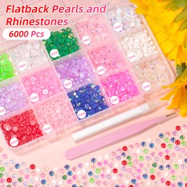 Colorful Resin Jelly Rhinestones for Crafting, Flatback Nail Pearl and Mixed-Color 5mm Flatback Gems for Diamond Art, Bedazzling Crystal with Pickup Tool for DIY Crafts Clothing Shoes Fabric Nail Art