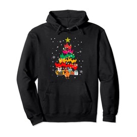 Santa Chicken Christmas Tree Present Boxes Chickens Shape Pullover Hoodie