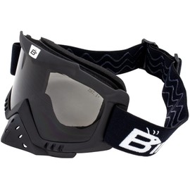Birdz Eyewear Toucan Motorcycle ATV UTV Motocross Ski Padded Goggles with Detachable Nose Guard Black Frame with Smoke Lens (Smoke)