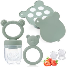 KEERT Baby Popsicle Mold with Food Feeder, Baby Teether,Silicone Fruit Feeder Pacifier Food Freezer Tray for Babies Feeding, Teething Toys for Babies