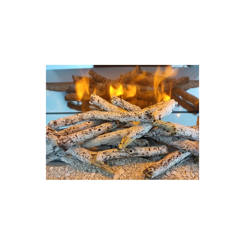 Chemin'Arte Decorative Birch Fireplace Logs for Electric Fireplace White Birch