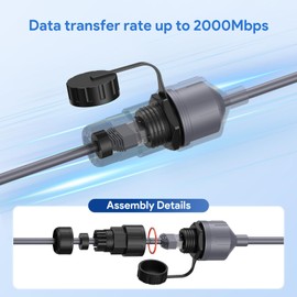 QUIDDITY Starlink Ethernet Adapter, Compatible with Starlink V3/Mini Dishy IP68 Water-Resistant Starlink Extension Cable to RJ45 Female Connectors Coupler for SPX V3 Dish(2 Pack)