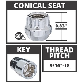 West Coast Wheel Accessories 9/16" Open Bulge Acorn 0.8" Lock Set Chrome