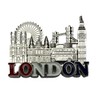 London Metal Silver Coloured Fridge Magnet - Word in Red
