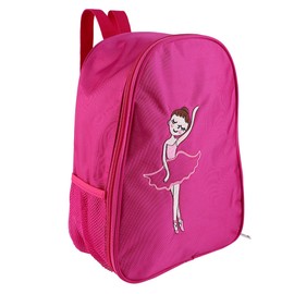 Girls Ballet Dance Embroidered Backpack Kids Shoulder Sports Bag(Rose Red)