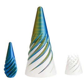 Impossible 3D Cone Pyramid Passthrough Sculpture,3D Printed Fidget Toys,Spiral Cone Toy,Mini Blue Gold Vortex Thread Illusion Pyramid Passthrough Sculpture, All Age Spiral Cone for Kids Adults