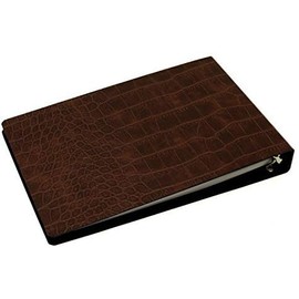 B-TAO Recycled Leather 13 Hole Ring Binder (B-TAO Organizing Tool) (Croco Embossed Brown)