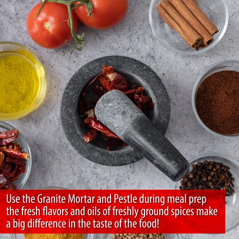 Maxam Granite Mortar and Pestle Set Durable Kitchen Tool for