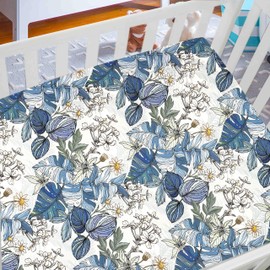 AMROSE 3 Pack Soft Floral Crib Sheets for Baby Girls, 28'' X 52'' Fitted Crib Sheets for Crib and Toddler Mattress Pad, Silk Touch Gentle Breathable Microfiber, Teal Blue Green