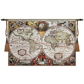 Aubelin Tapestry Antique Map Medieval Fine Art Tapestry Wall hanging 100% Cotton Size 38"x55"