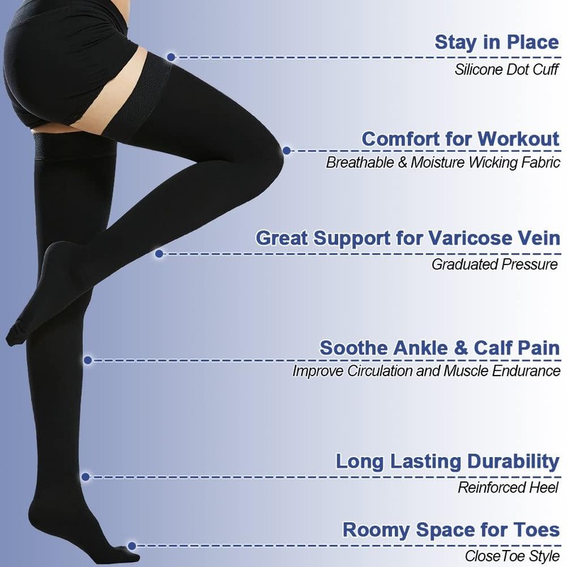 Beister 20-30 mmHg Compression Stocks Women & Men Thigh High