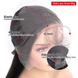 13x6 HD Transparent Lace Front Wigs Human hair Pre Plucked 180 Density Brazilian Body Wave Frontal Wigs Human Hair with Baby Hair Natural Hairline Natural Black Color 24Inch