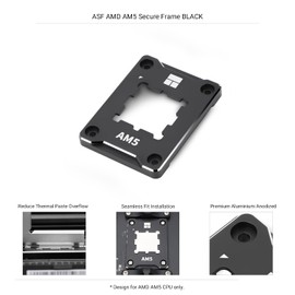 Thermalright ASF-BLACK AM5 CPU Secure Frame,CPU Anti-Bend Fixing Frame, CPU Correction Retainer, AM5 Aluminum Alloy Fixing Bracket, CPU Optical Fit Adhesive Adhesive Mounter, CPU Cooler Standard,Black