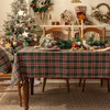 Softalker Christmas Checkered Tablecloth Rectangle - Green Buffalo Plaid Linen