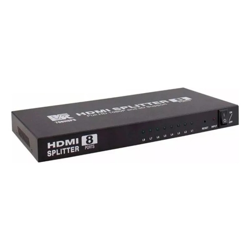 Splitter HDMI Divisor Seisa 1x8 Full HD 1080p 3D Amplificador