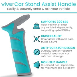 Vive Car Handle Assist for Elderly - Scratch Proof Latch - Auto Grab Bar Cane Support Aid - Standing Mobility Safety Tip to Help Get Out - Portable Assistive Device for Seniors, Handicapped